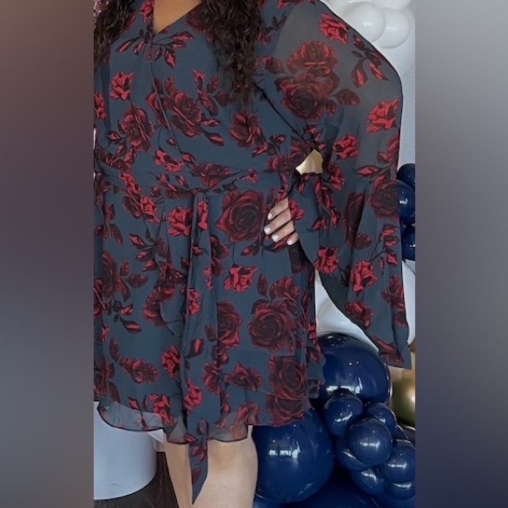 City Chic Red and Black Floral Dress - Picture 5 of 5